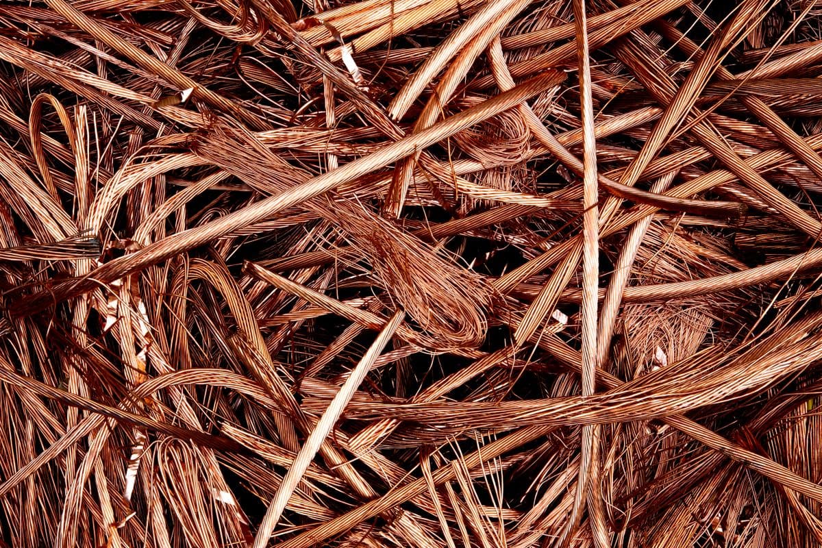 Intertwined copper wire scrap ready for recycling