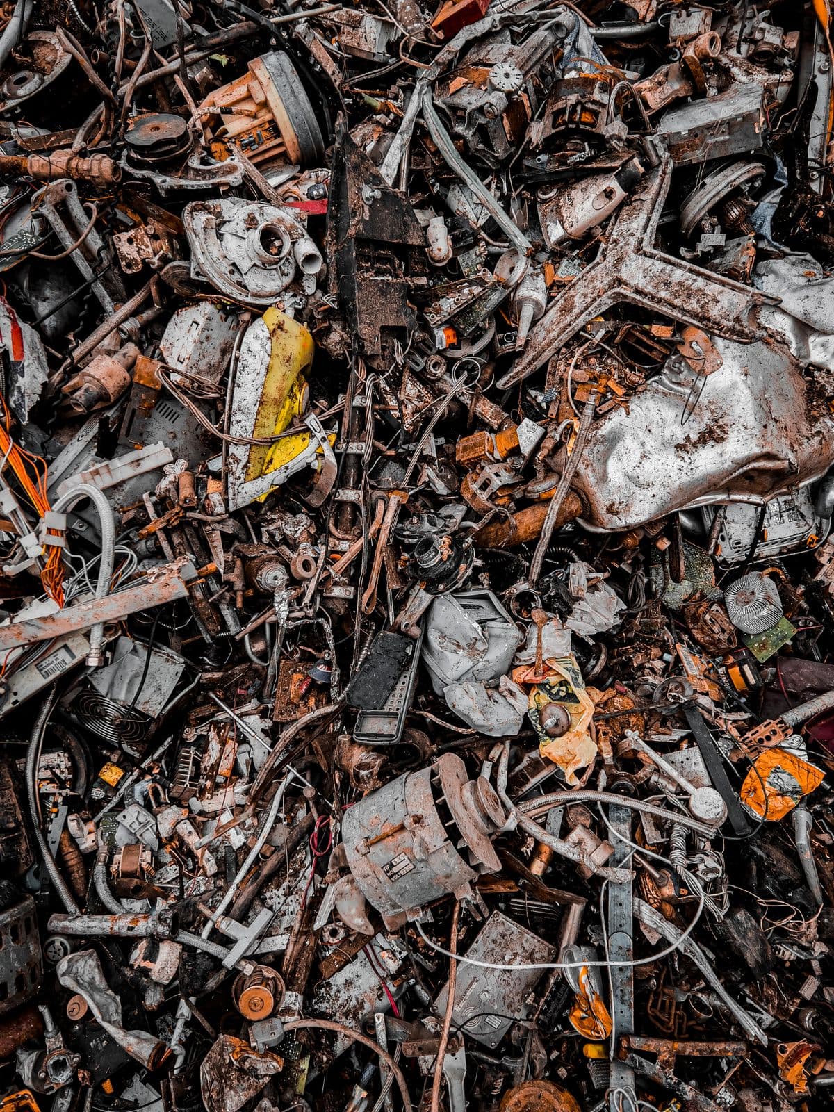 Pile of heavy melting steel scrap in a yard